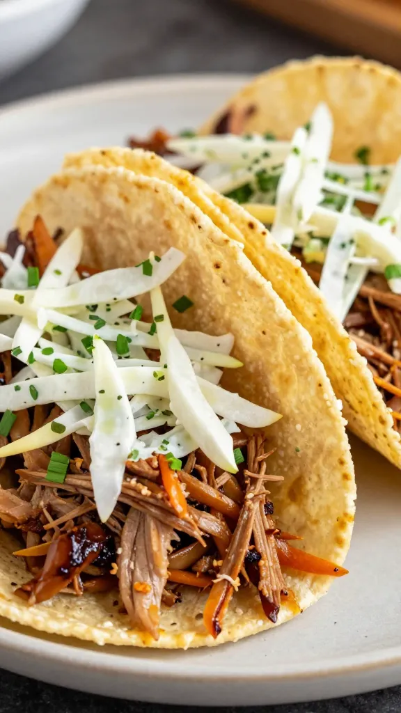 leftover pulled pork tacos with slaw on corn tortillas