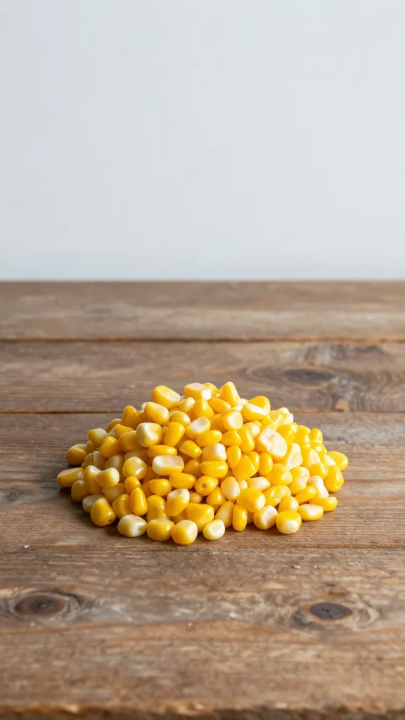 Leftover corn salad on rustic wooden table, minimal props