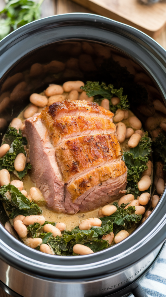 creamy tuscan pork with white beans and kale3