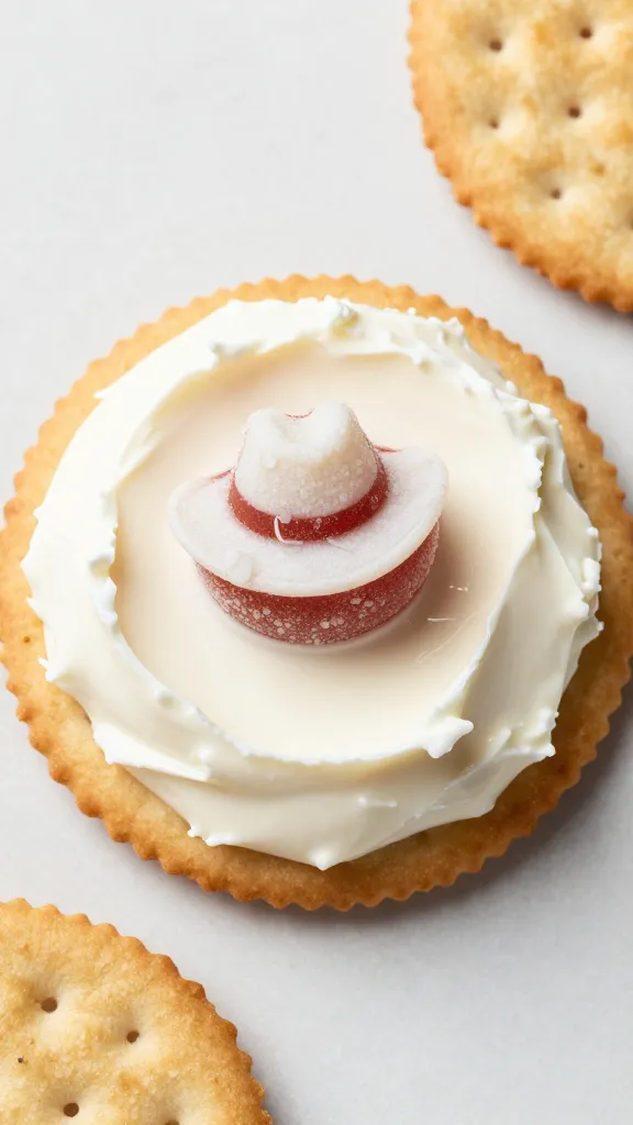 cowboy candy on cream cheese with crackers, overhead