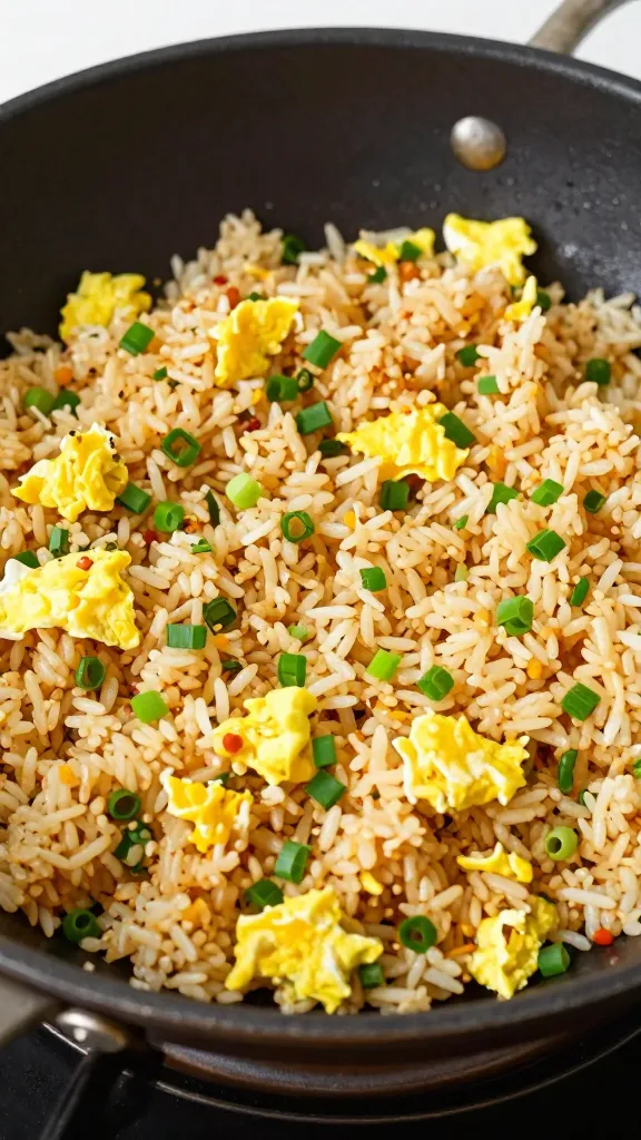 Skillet slaw-fried rice with egg and green onions