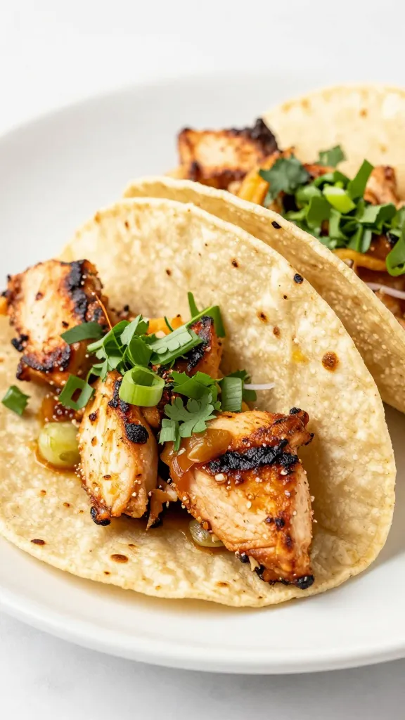 grilled chicken street tacos on warm corn tortillas