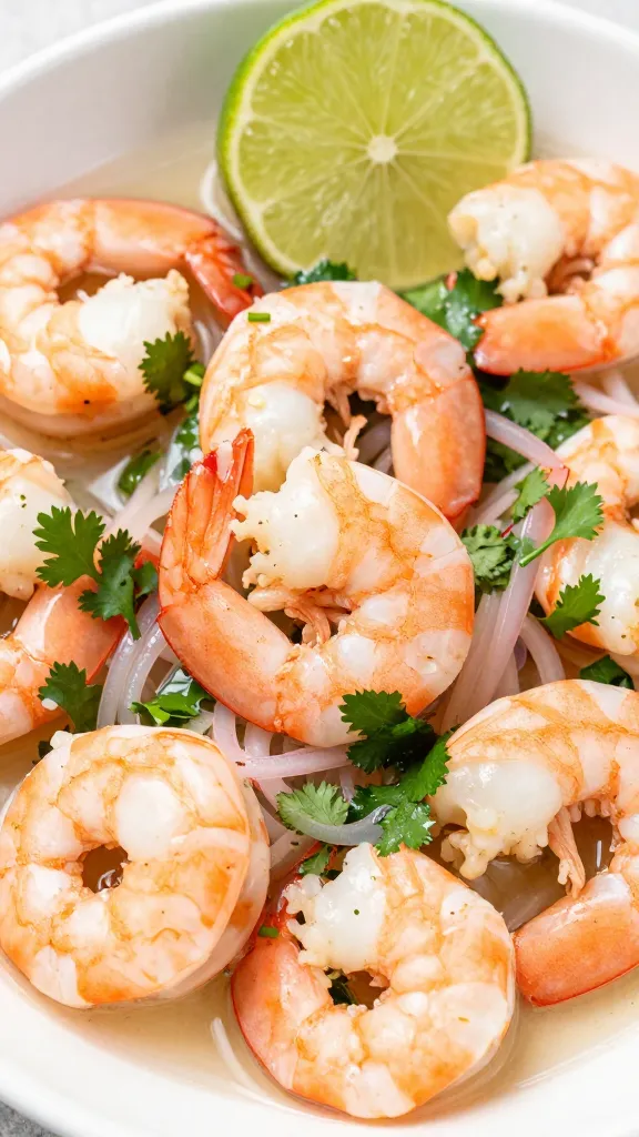 chilled leftover shrimp ceviche with lime and cilantro
