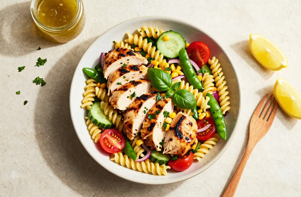Craveable Summer Pasta Salad — Leftover Grilled Chicken Pasta Bowl
