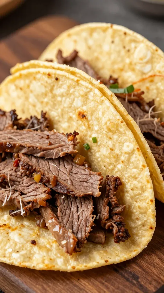 sliced leftover steak tacos on warm corn tortillas