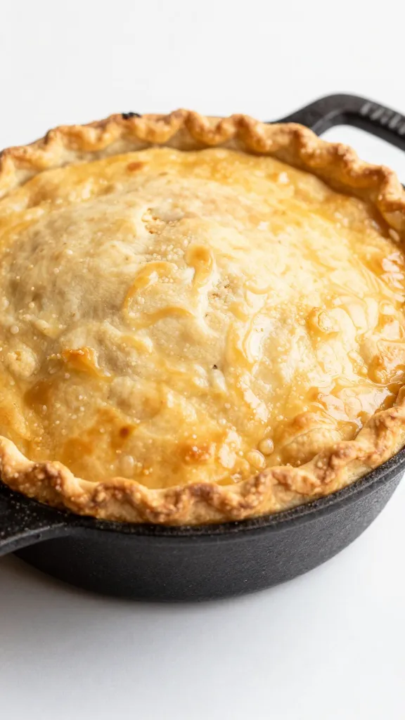cast-iron chicken pot pie with golden flaky crust