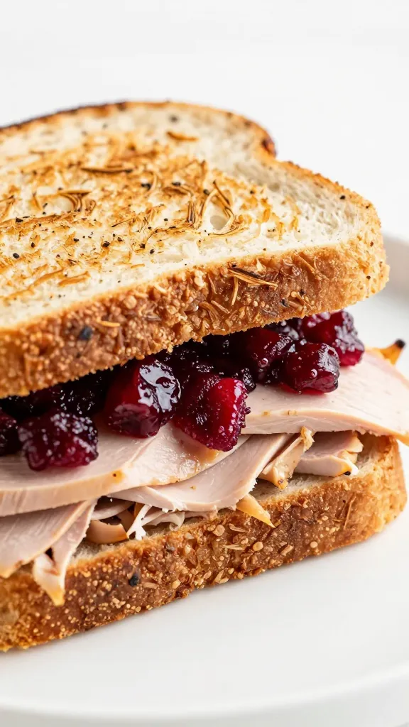 smoked turkey sandwich with cranberry relish on sourdough