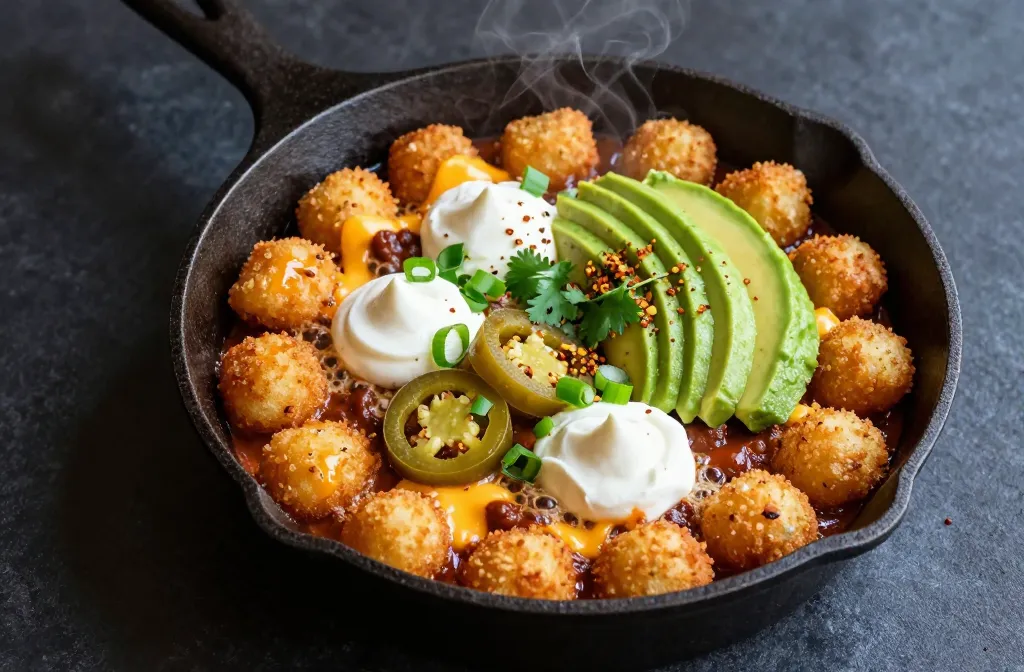 Craveable Leftover Chili Loaded Under Crispy Tater Tots for Easy Dinner