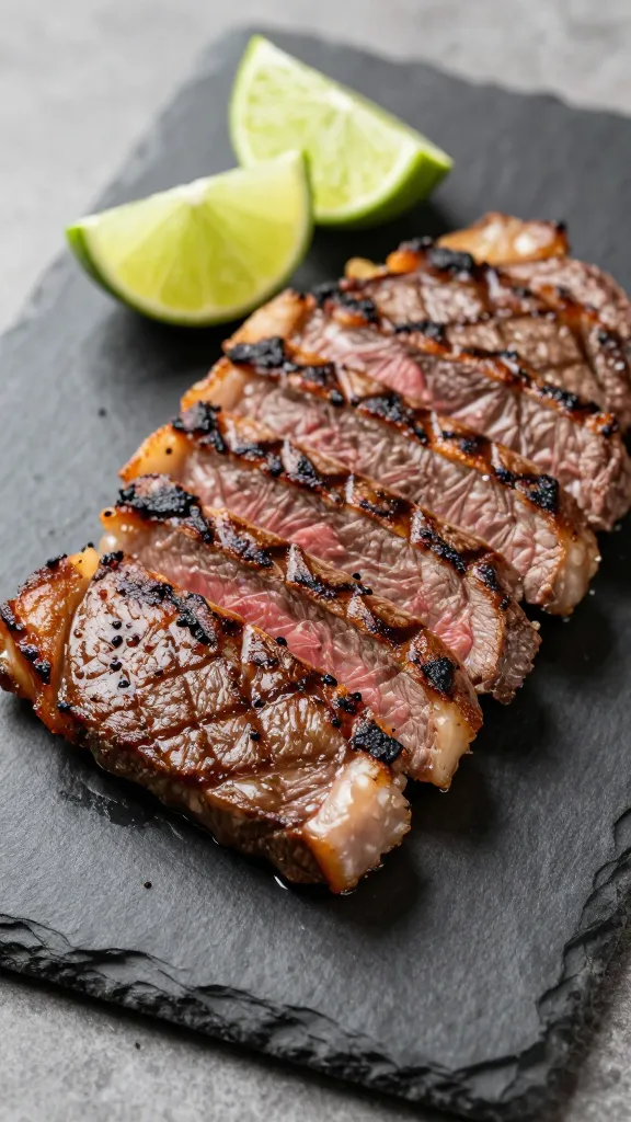 Turn One Cookout Into 5 Summer Dinners Made From One Leftover Grilled Meat Night Thin-sliced grilled steak with lime wedges on slate