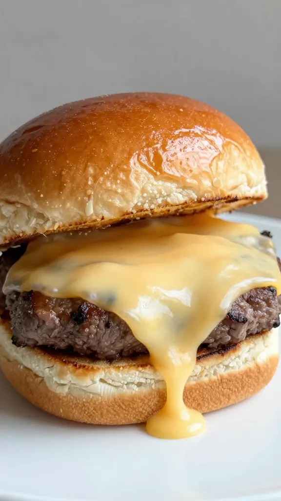 melted provolone on ribeye sliders, glossy brioche tops