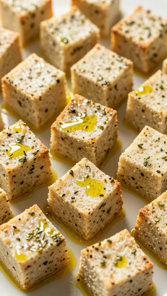 Sourdough cubes tossed with olive oil and herbs