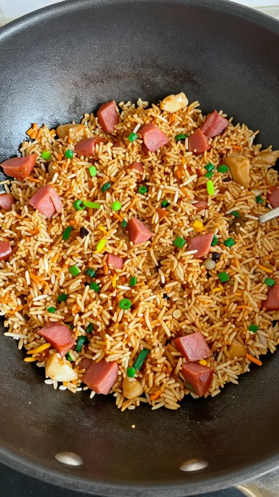 Budget leftover ham fried rice, wok char