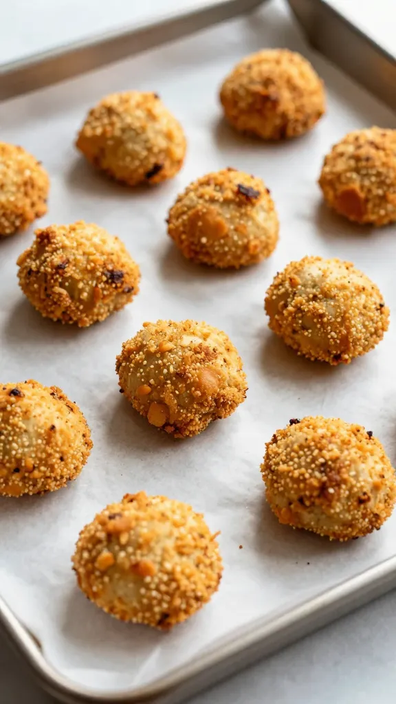 Crispy turkey bites on parchment-lined sheet pan