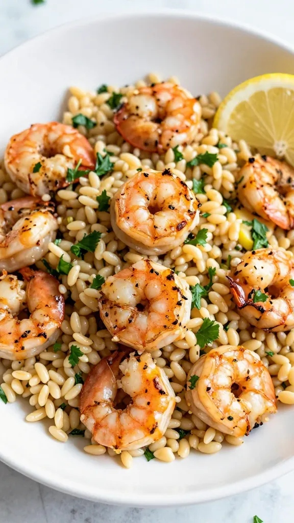 leftover grilled shrimp orzo salad with lemon and parsley