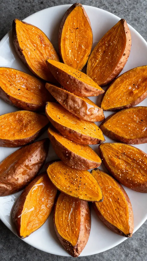 Fall party platter of sweet potato appetizers, overhead shot