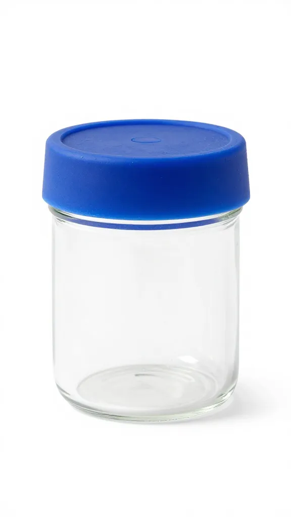 Silicone-sealed glass container preventing onion odor transfer, white background