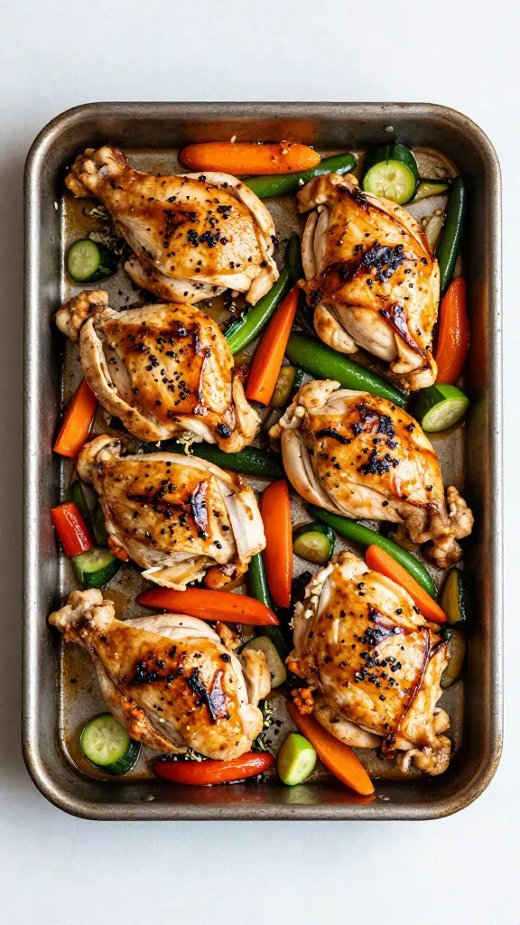 Chicken sheet pan dinner with vegetables, budget ingredients