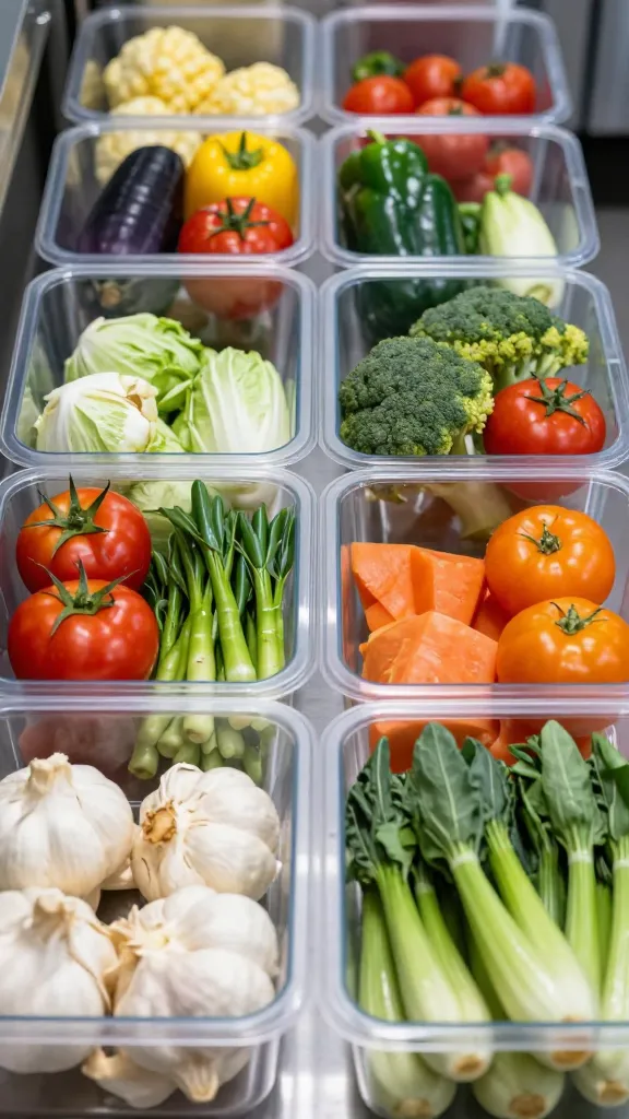 Clearance-bin produce arranged for soup prep