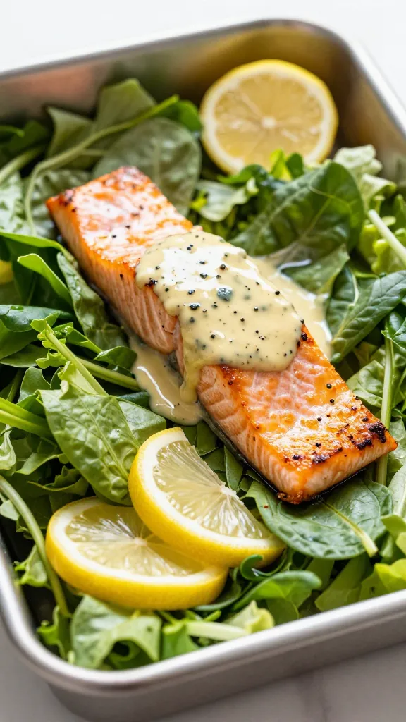 sheet pan salmon turned salad with lemon vinaigrette