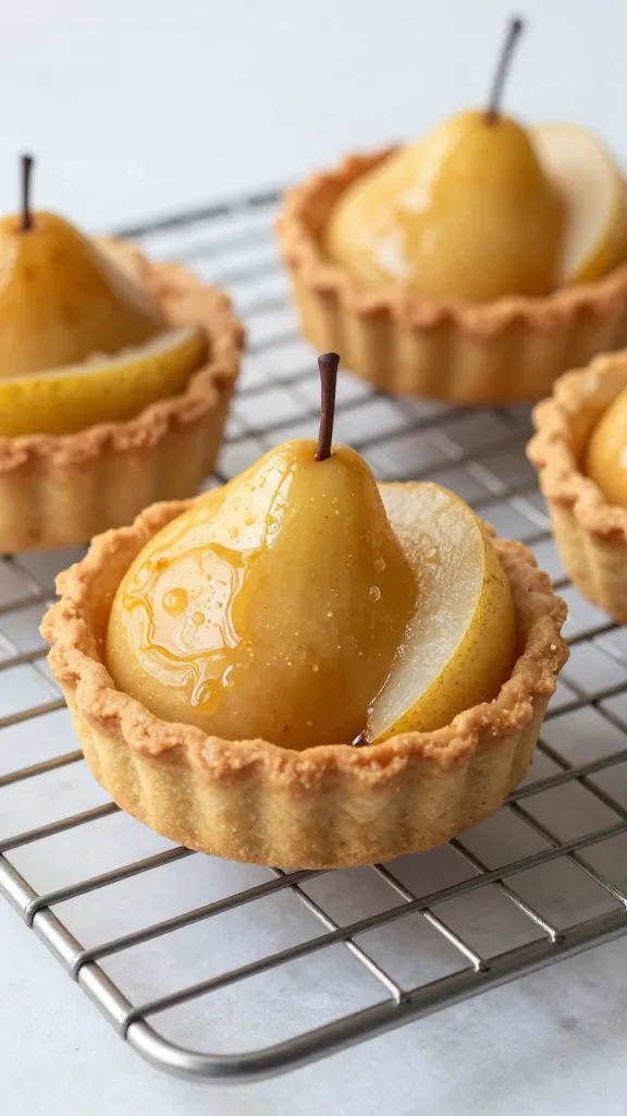 brown butter pear tart on cooling rack