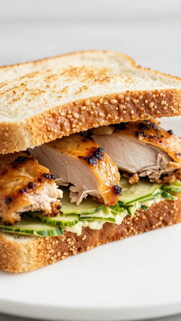 Chicken salad sandwich with rotisserie chicken on sourdough