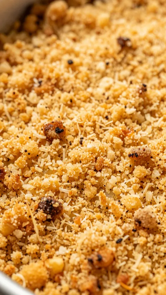 crispy panko crust close-up on casserole