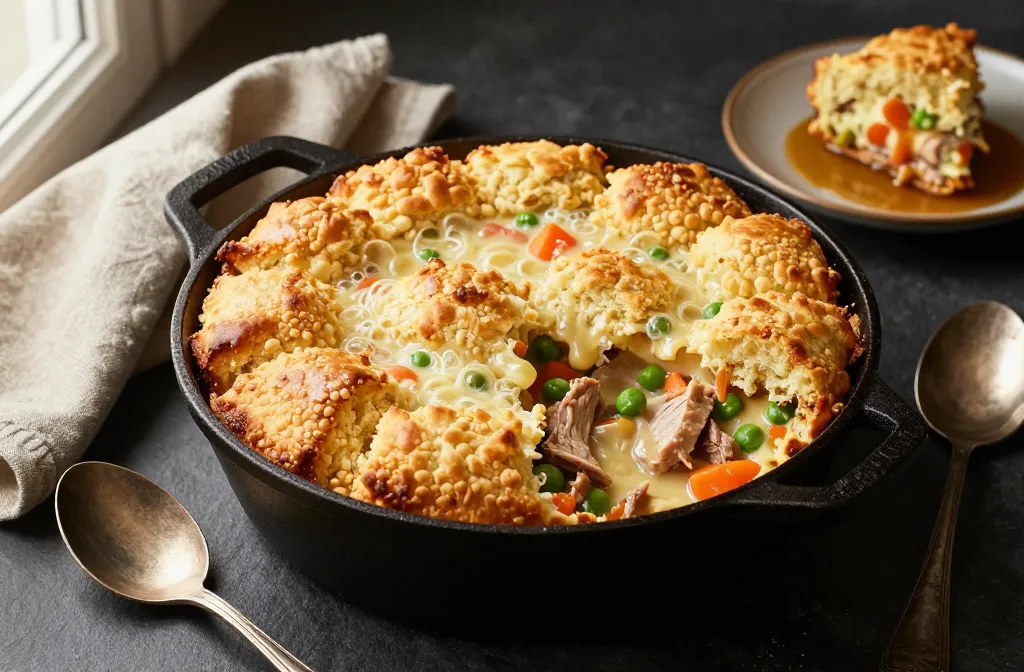 Crispy Cozy Turkey Pot Pie with Biscuits Tonight