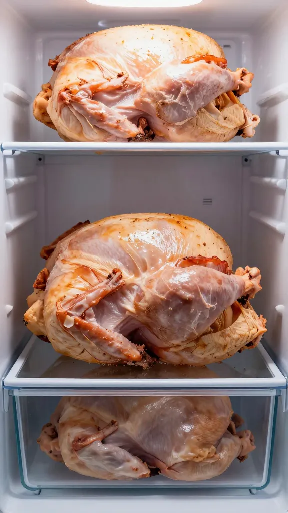 storage container of saucy ground turkey in fridge lighting