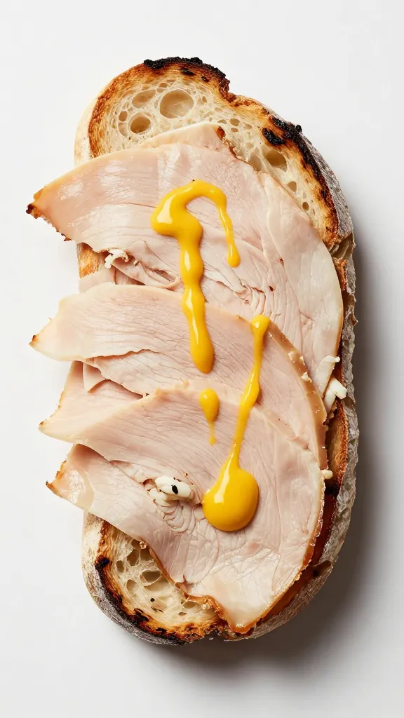sliced turkey and Dijon on skillet-pressed sourdough