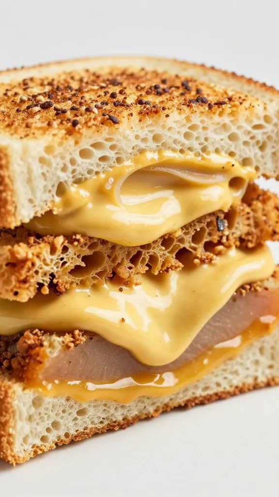 honey mustard swipe on crunchy club sandwich cross-section