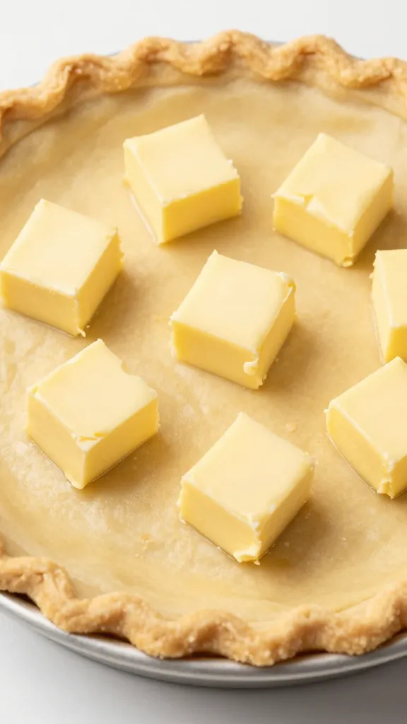 Chilled gluten-free pie dough with butter cubes