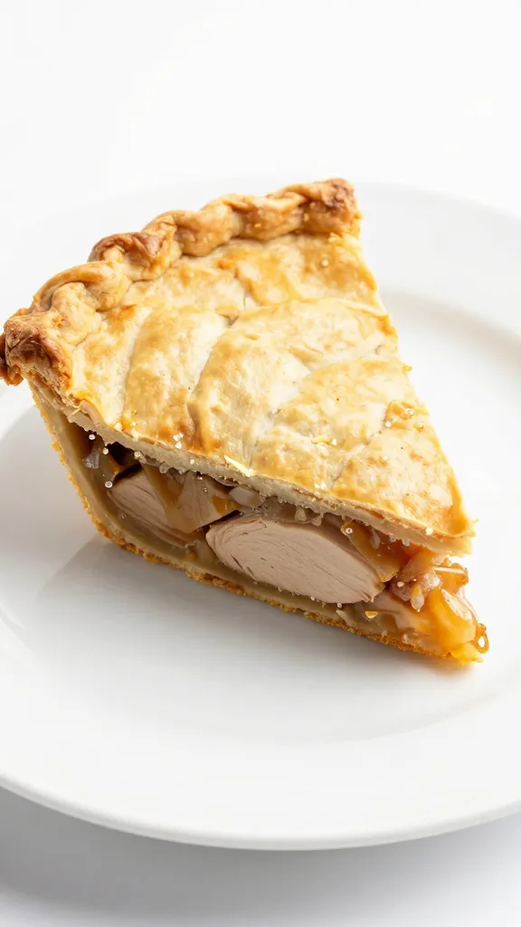 slice of leftover turkey pot pie on white plate