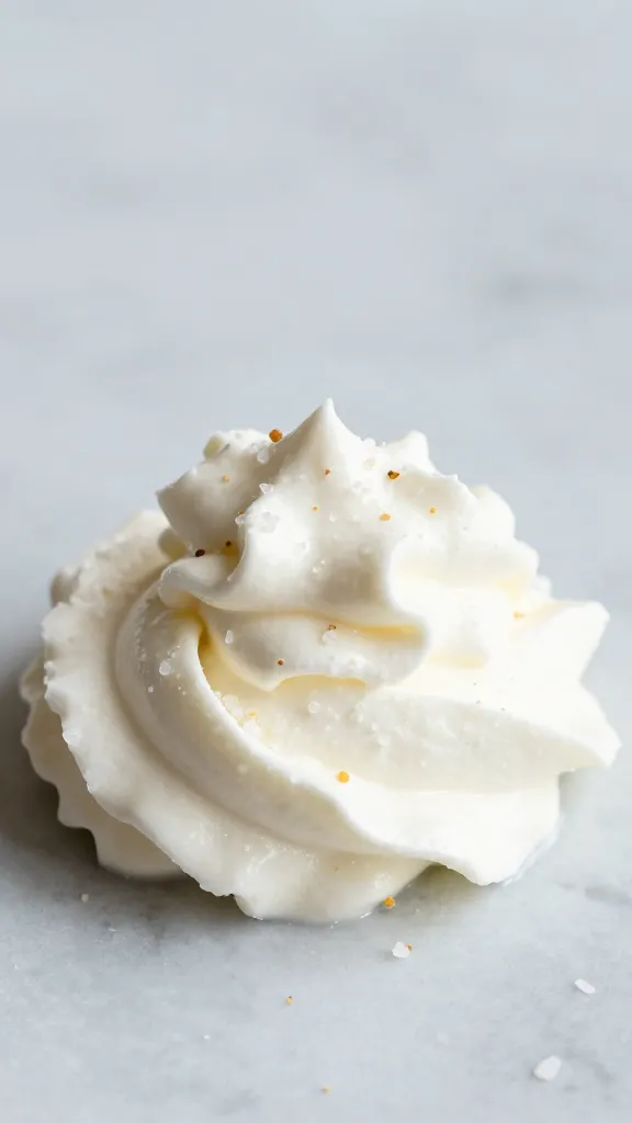 Maple whipped cream dollop, flaky sea salt sprinkle
