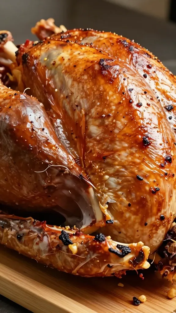 Warm turkey being cut off bone, carving board close-up