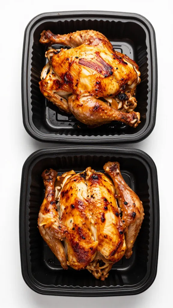 leftover rotisserie chicken meal prep containers, overhead shot