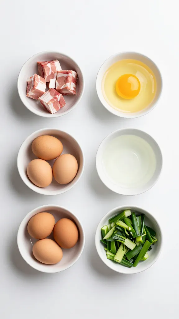 Minimal ingredients prepped for stir fry mise en place