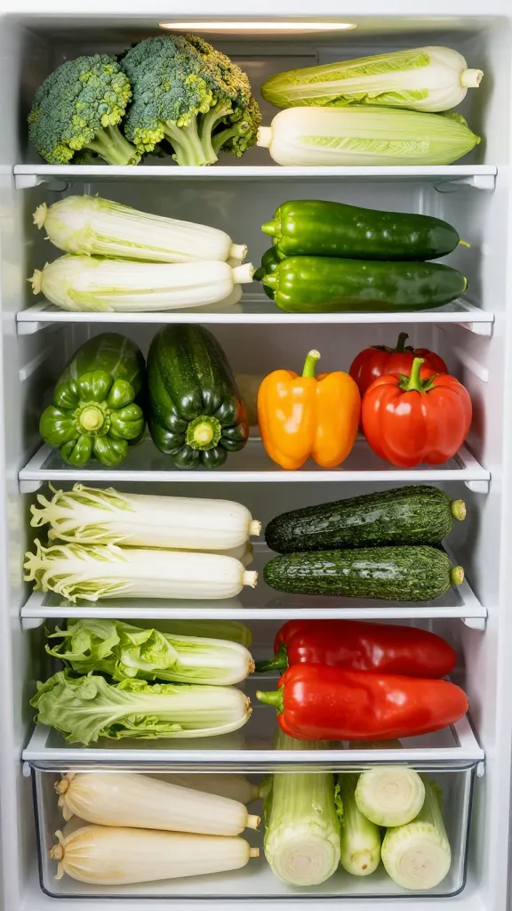 Assorted fridge-drawer veggies prepped to uniform size