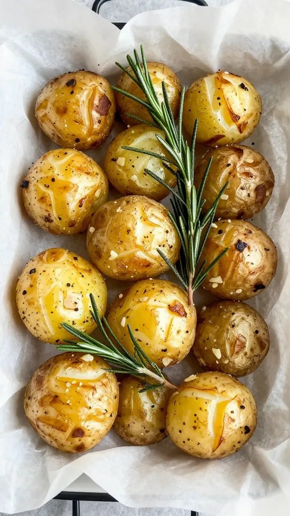 leftover roast potatoes with rosemary on parchment