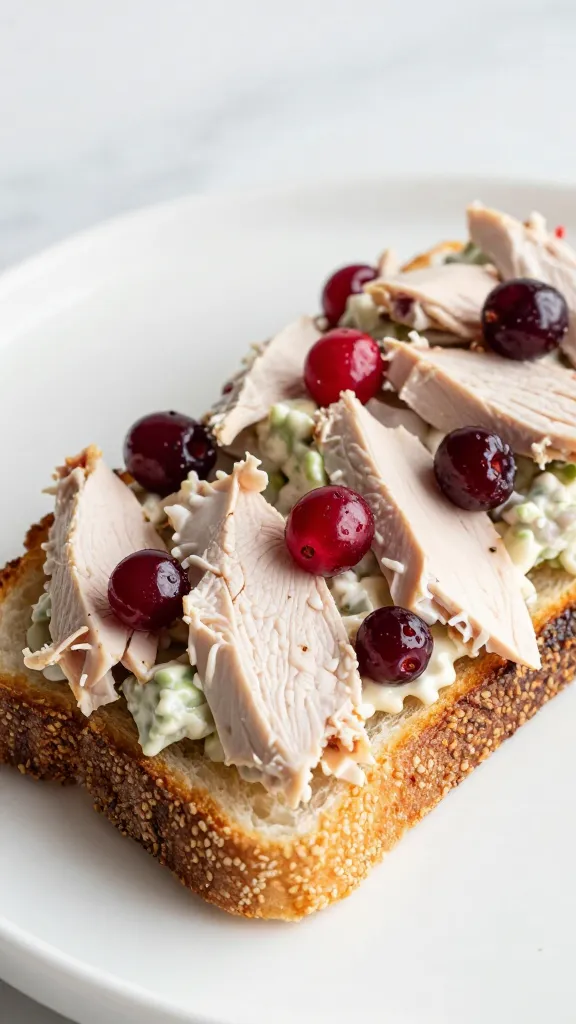 Cranberry-studded turkey salad on toasted sourdough