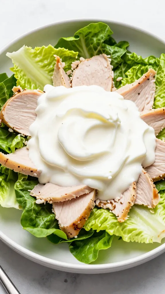 Greek yogurt turkey salad on crisp romaine leaves