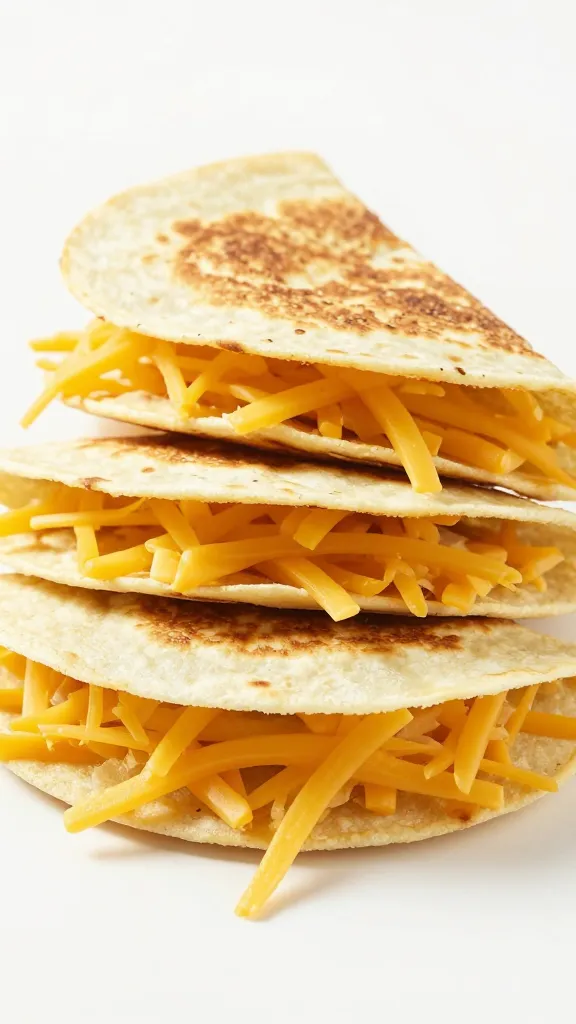 Toasted tortilla quesadilla with leftover shredded cheese