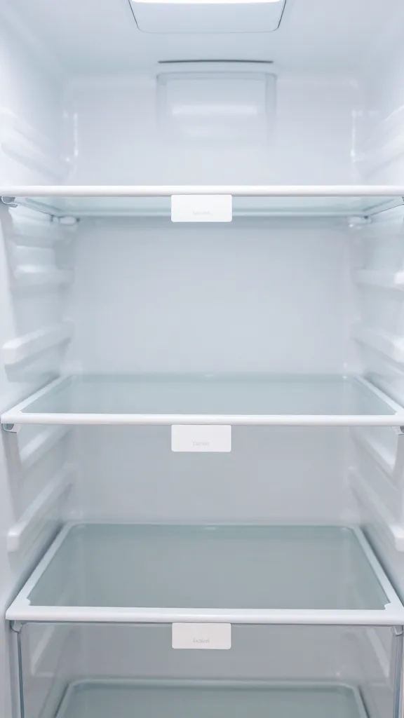 fridge shelf with dated leftover labels, clean minimalist style