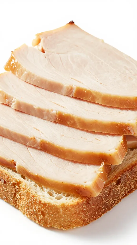 sliced turkey breast piled on crusty bread, no sauce