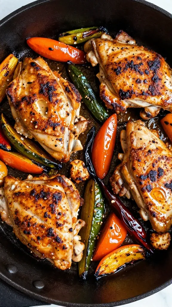 crispy sheet-pan chicken thighs with roasted vegetables