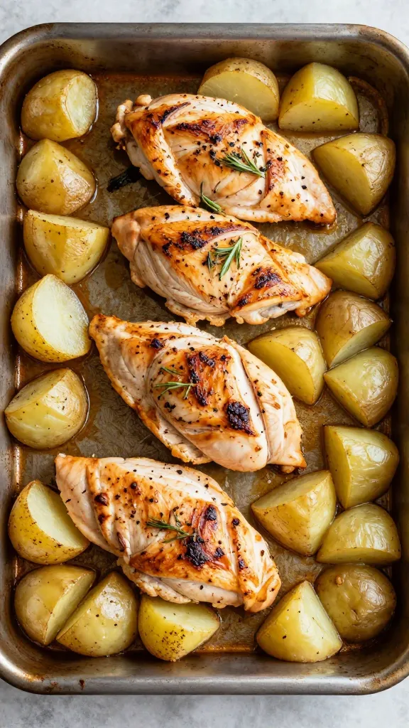 30-minute chicken breast with sheet-pan potatoes