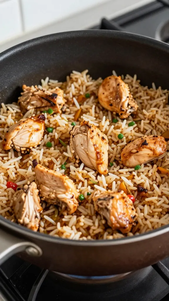 simple one-pot chicken and rice on stovetop