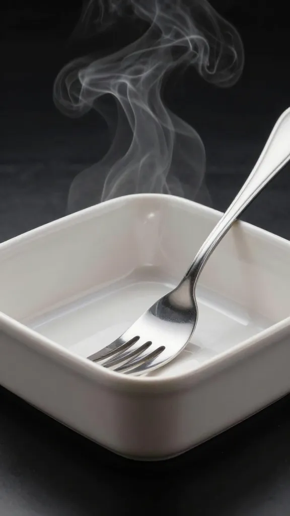 plated casserole square with fork, steam rising