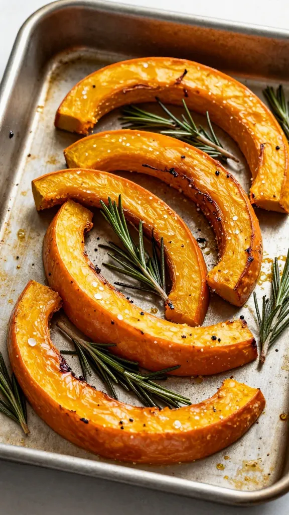 sheet pan roasted pumpkin with rosemary, sea salt